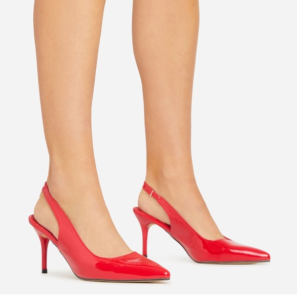 SEYMORE POINTED TOE SLINGBACK COURT HEEL IN RED PATENT worn once - Picture 2 of 5